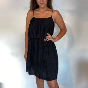 Black Accordion Pleat Dress